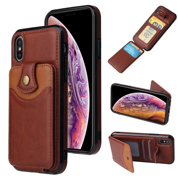 iPhone XR - Professionellt Skyddsskal med Kortfack Ljusbrun Ljusbrun