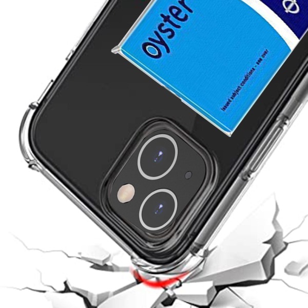 iPhone 14 Plus - Cover med kortholder & Hydrogel skærmbeskytter Genomskinlig