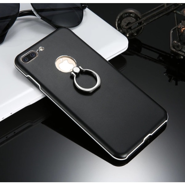 Elegant Stilig iPhone 7 Plus-deksel med ringholder KISSCASE Svart