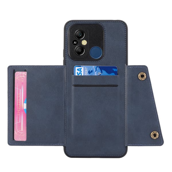Lyxigt PC Läder Retro Flip Plånboksfodral För Xiaomi Redmi 12C Mörkblå