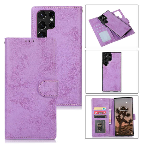 Stilsäkert Dubbelfunktion Plånboksfodral - Samsung Galaxy S23 Ultra Brun