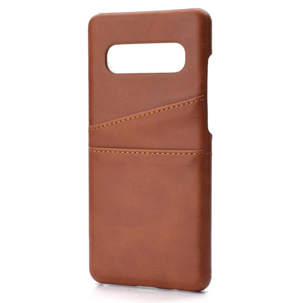 Samsung Galaxy S10 - Stilfuldt cover med kortplads Mörkbrun