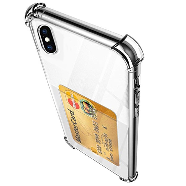 iPhone XS Max - Iskuja vaimentava silikonikuori korttilokerolla Transparent