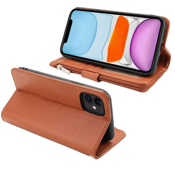 Tyylikäs käytännöllinen lompakkokotelo - iPhone 11 Roséguld