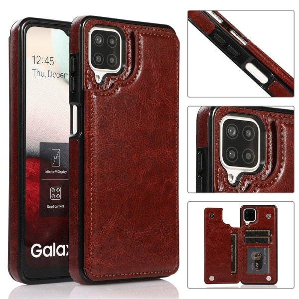 Samsung Galaxy A12 - Elegant Praktiskt Skal med Korthållare Röd