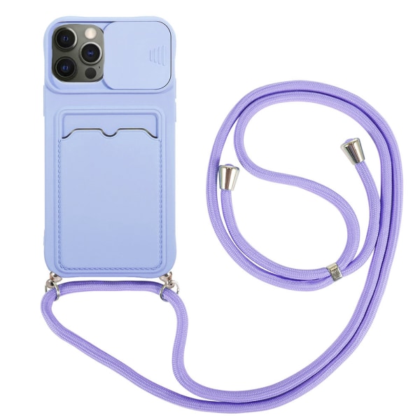 iPhone 12 Pro - Käytännöllinen silikonikuori korttilokerolla Ljusgrön