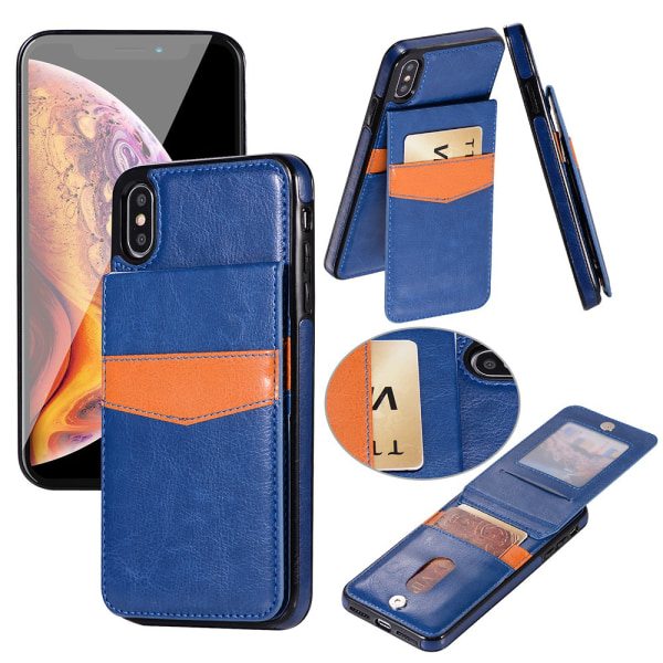 iPhone XR - LEMAN-nahkakuori lompakko-/korttilokerolla Röd