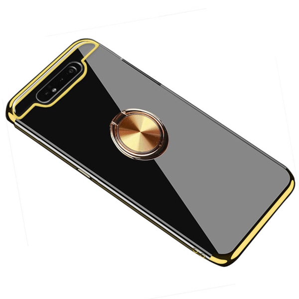 Profesjonelt silikonetui med ringholder - Samsung Galaxy A80 Guld