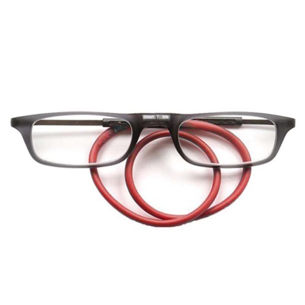 Smarta Magnetiska Läsglasögon med Senilsnöre UNISEX Grå / Röd +3.0
