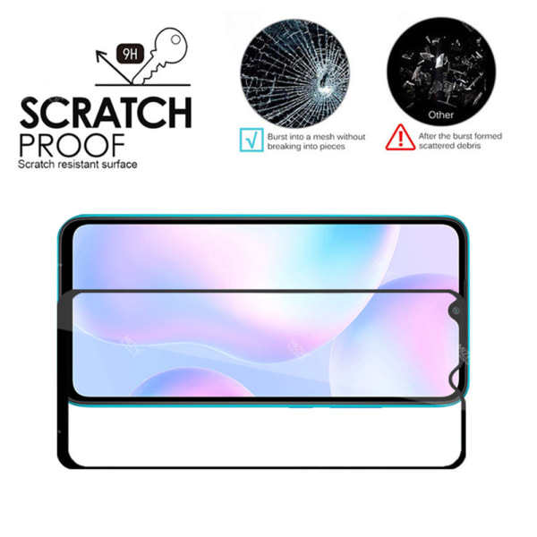 Täysi peittävä karkaistu lasi 2.5D näytönsuoja Redmi 10C Transparent
