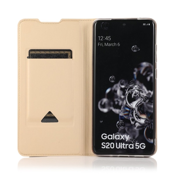 Samsung Galaxy S20 Ultra - Praktiskt Stilrent Plånboksfodral Guld