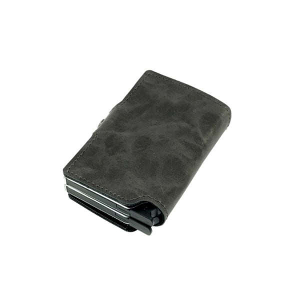 Gennemtænkt kortholder i aluminium og læder RFID NFC-beskyttelse Brun