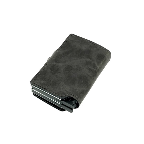 Genomtänkt Korthållare i Aluminium & Läder RFID NFC Skydd Grå