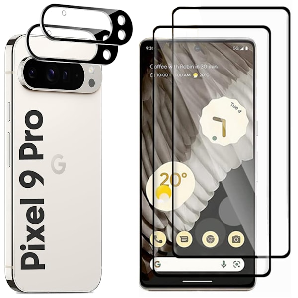 1 set (2.5D Framsida Svart +2.5D Kameraskydd) för Google Pixel 9 Pro