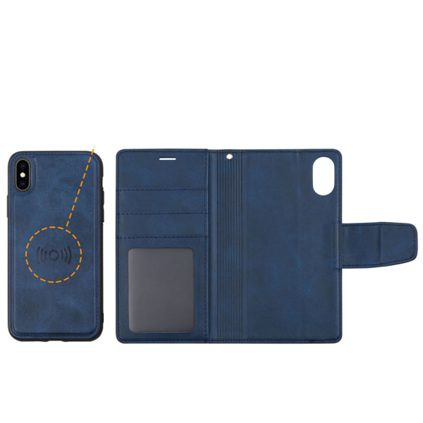 iPhone XR - Praktiskt Dubbelfunktion Plånboksfodral HANMAN Blå