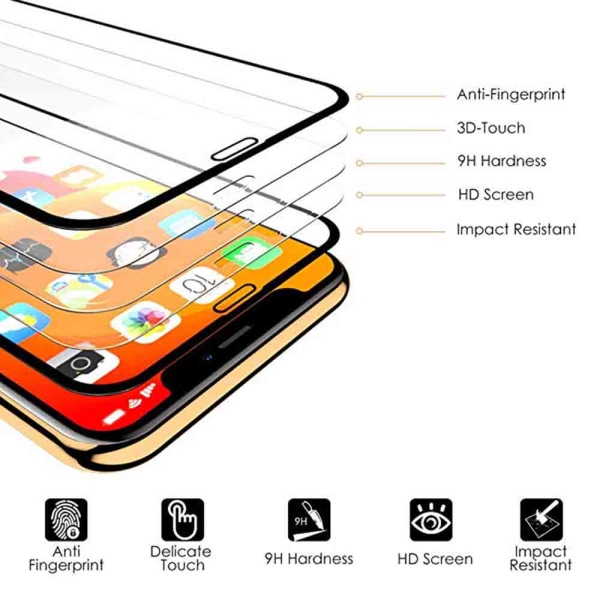 iPhone 11 Pro Max näytönsuoja 2.5D 3-PACK Frame 9H HD-Clear Svart