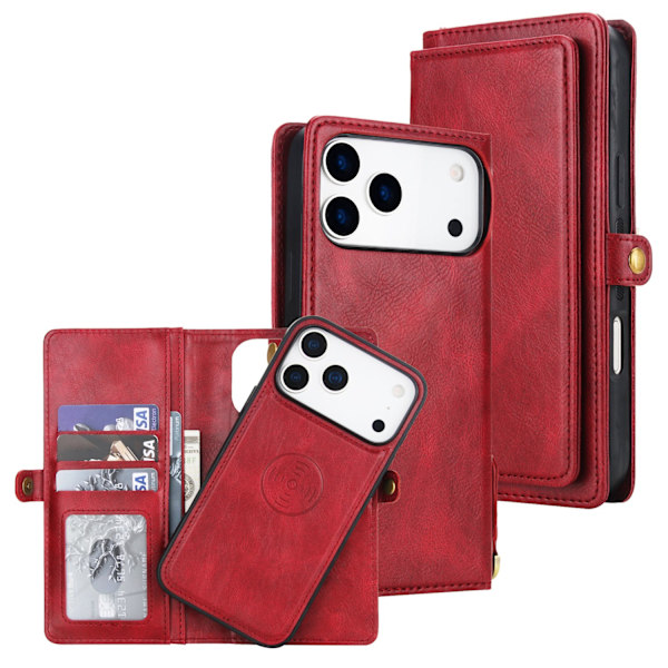 iPhone 17 Pro plånboksfodral Röd