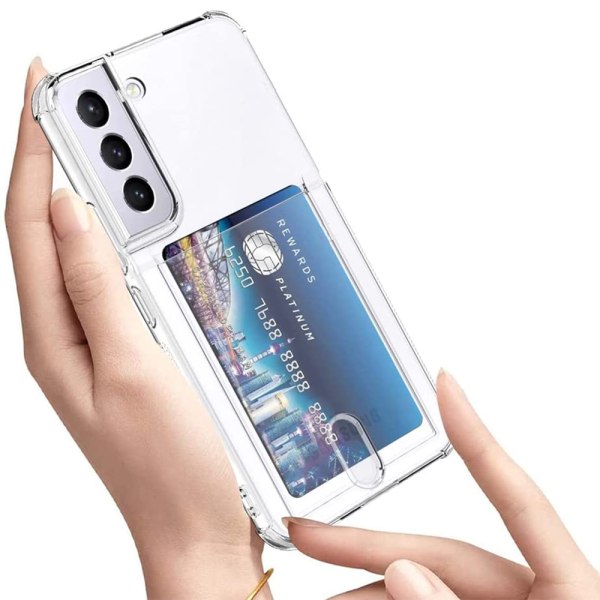 Samsung Galaxy S22 - Støtdempende deksel med kortholder Genomskinlig