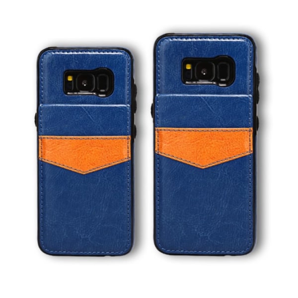 Samsung Galaxy S8+ - LEMANS Läderskal med Plånbok/Kortfack Blå Blå