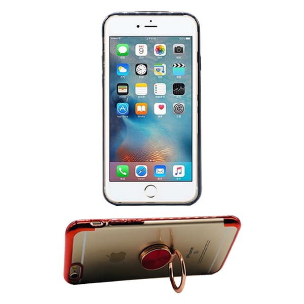 iPhone 6/6S - Skyddande Silikonskal med Ringhållare Röd Röd