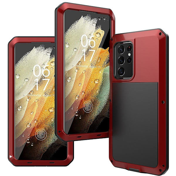 Samsung Galaxy S21 Ultra - Stilsäkert Stötdämpande Aluminium Skal Svart