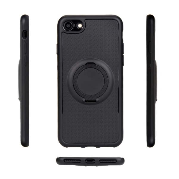 iPhone 7 PLUS - FLOVEME Carbon Silikonskal med Ringhållare Rosaröd