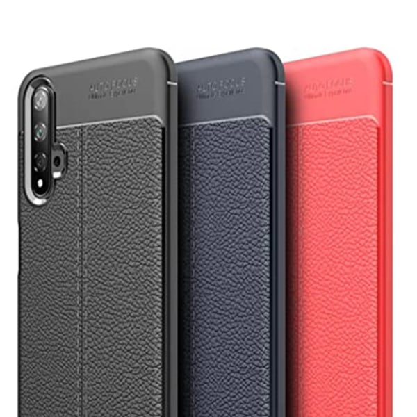 Huawei Nova 5T - AUTO FOCUS Litchi Design Skyddsskal Mörkblå