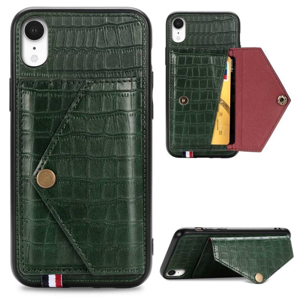 iPhone XR - Elegant cover med kortholder Grön Grön