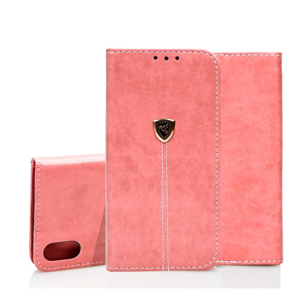 iPhone X/XS- Plånboksfodral i fint Läder Grå