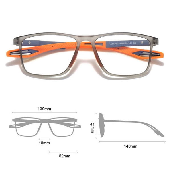 Unisex sportglasögon för närsynthet: Ultralätta silikon- och TR-glasögon, blåljusfilter, halkfria. Svart/Grå +2.5