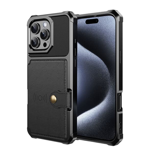 iPhone 16 Pro - Elegant Skyddande Skal med Kortfack Lila