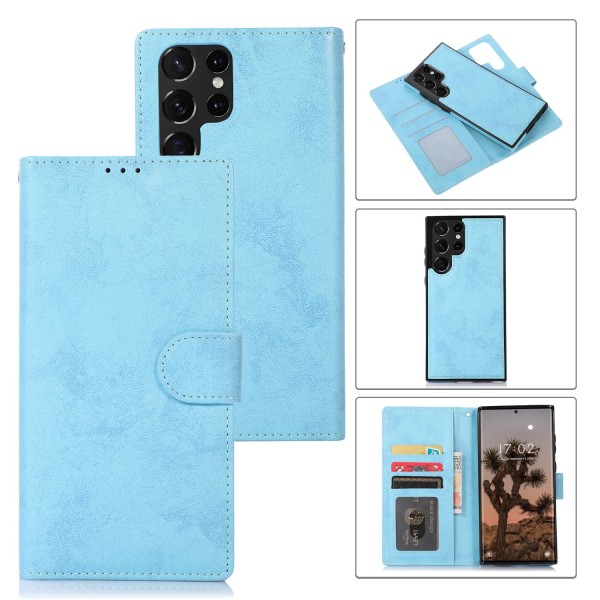 Stilsäkert Dubbelfunktion Plånboksfodral - Samsung Galaxy S23 Ultra Lila