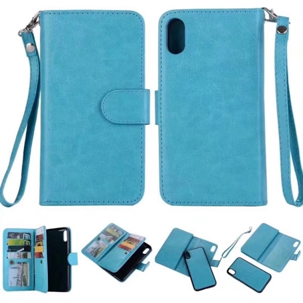 Stilrent Plånboksfodral Sedelfack för iPhone X/XS (9-Kort) Blå