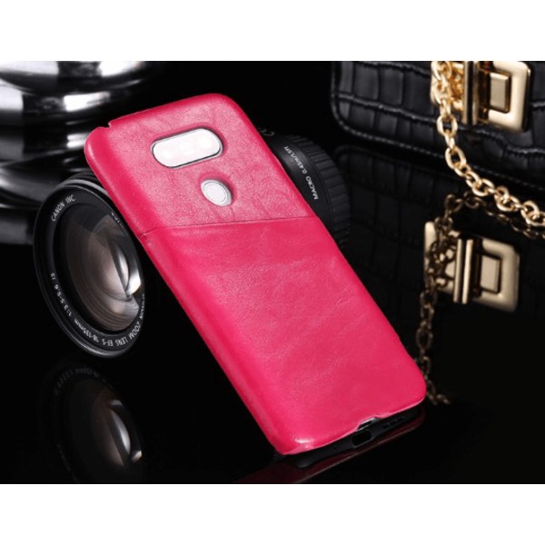 Praktisk lædertaske med kortslot til LG G5 fra FLOVEME Rosa