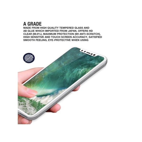 iPhone X - 2-PACK Skärmskydd av ProGuard (3D/HD-Clear) Fullfit Vit