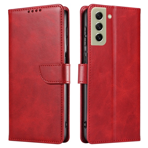 Samsung Galaxy S21 FE - Elegant Smidigt Plånboksfodral Röd