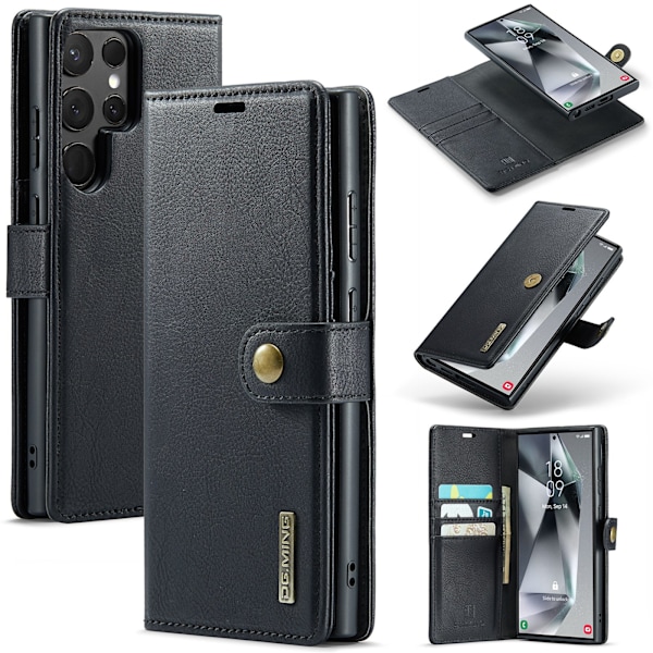 Samsung Galaxy S24 Ultra - Lyxigt Fodral med Avtagbart Skal Svart