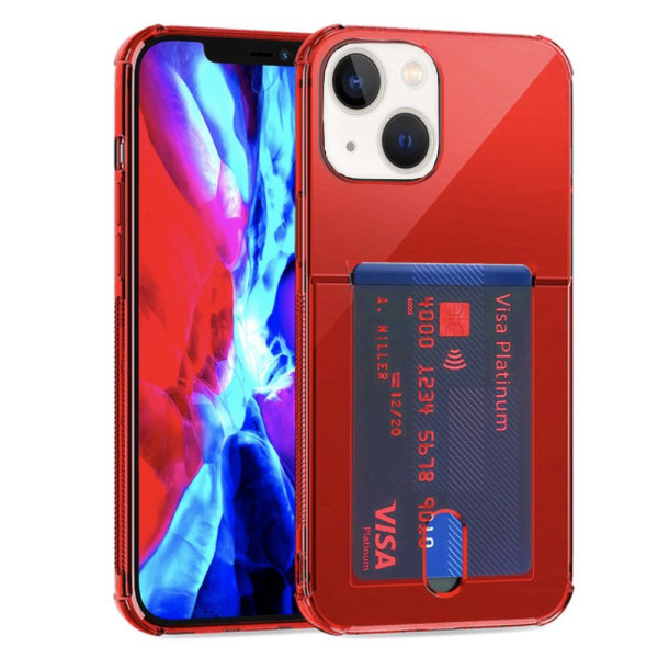 iPhone 13 Mini - Smart beskyttelsescover med kortholder Röd