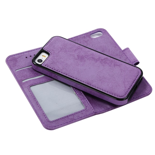 iPhone 6/6S Plus - Silk-Touch Fodral med Plånbok och Skal Marinblå