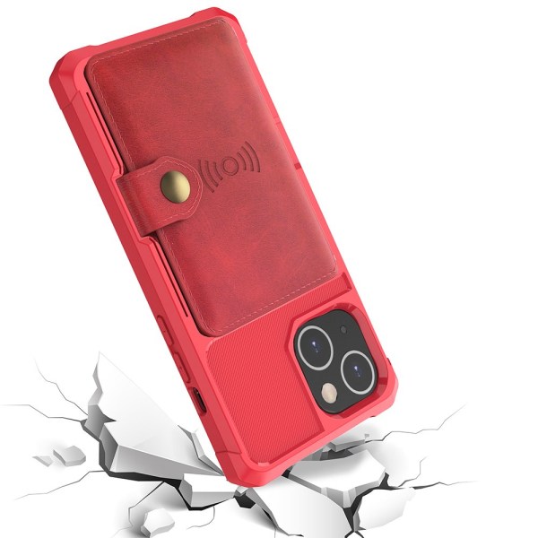 iPhone 13 - Praktisk deksel med kortholder Röd