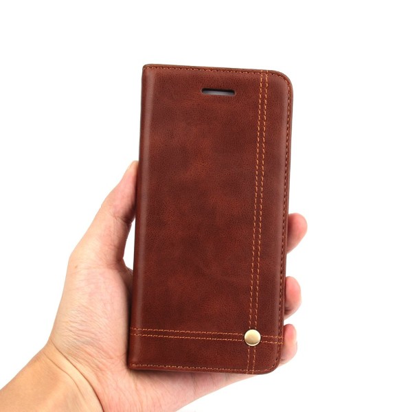 Stilig deksel med lommebok til iPhone X/XS Mörkbrun