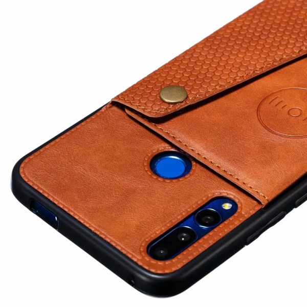 Huawei P Smart Z - Effektfullt Skal med Korthållare Ljusbrun