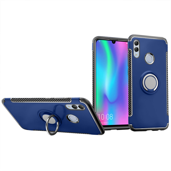 Huawei P Smart 2019 - FLOVEME:n HYBRID-kuori sormustelineellä Mörkblå