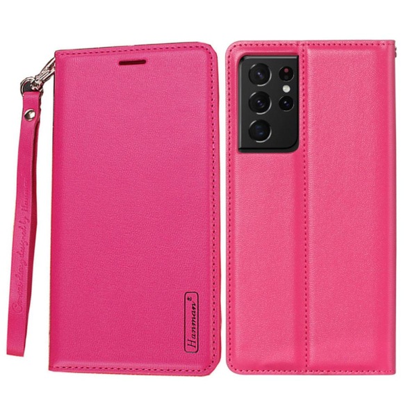 Samsung Galaxy S21 Ultra - Effektivt, glatt lommebokdeksel Rosaröd