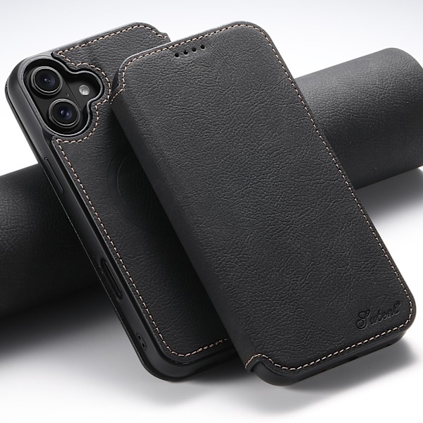 iPhone 16 - Exklusivt Plånboksfodral - Stil, Funktion & Skydd! Mörkbrun