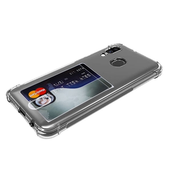 Samsung Galaxy A40 - Silikonskal med Korthållare Transparent/Genomskinlig