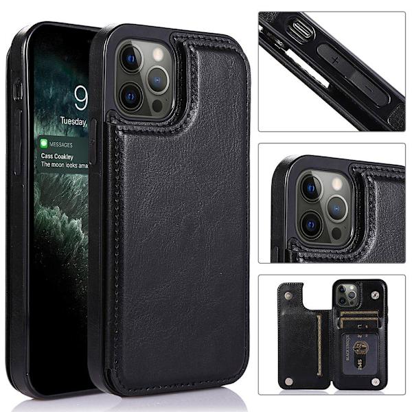 iPhone 13 Pro Max - Elegant Effektfullt Skal med Korthållare Mörkblå