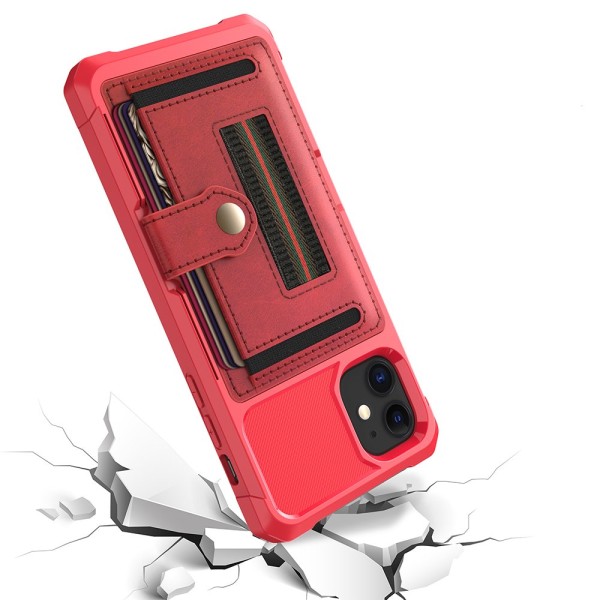 iPhone 12 cover med kortholder Röd