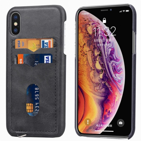 iPhone XS Max - Effektfullt Praktiskt Skal med Kortfack Rosaröd
