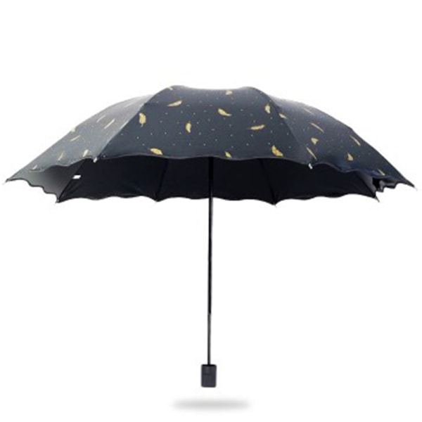 Käytännöllinen ja kestävä sateenvarjo (kultainen sulka) Svart